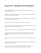 Psych 101 - Sensation and Perception fully solved graded A+