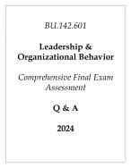 JHU) BU.142.601 Leadership & Organizational Behavior Comprehensive Final Exam Assessment Q & A2024