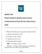 NURS 4106 Patient Safety & Quality Improvement (WU) Comprehensive Exam Review Qns & Ans 2025