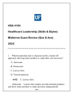 HSA 4184 (HC Leadership) Midterms Exam Review (Qns & Ans) 2025.