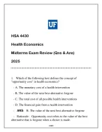 HSA 4430 (Health Economics) Midterms Exam Review (Qns & Ans) 2025