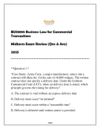 BUS3055 Business Law for Commercial Transactions Midterm Exam Review 2025 (Qns & Ans