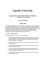 Advanced Clinical Nursing II (Critical Care Focused) Lab and Clinical ...