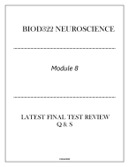 BIOD322 Neuroscience (Module 8) Latest Final Test Review Q & S 2024