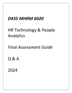 WGU D435) MHRM 6020 HR Technology & People Analytics Final Assessment Guide Q & A 2024