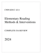 WGU C909 - EDUC 4211 Elementary Reading Methods & Interventions - Complete OA Review 2024.