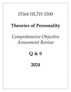 WGU D564) HLTH 3500 Theories of Personality Comprehensive OA Review Q & S 2024