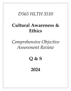 WGU D565) HLTH 3510 Cultural Awareness & Ethics Comprehensive OA Review Q & S 2024.