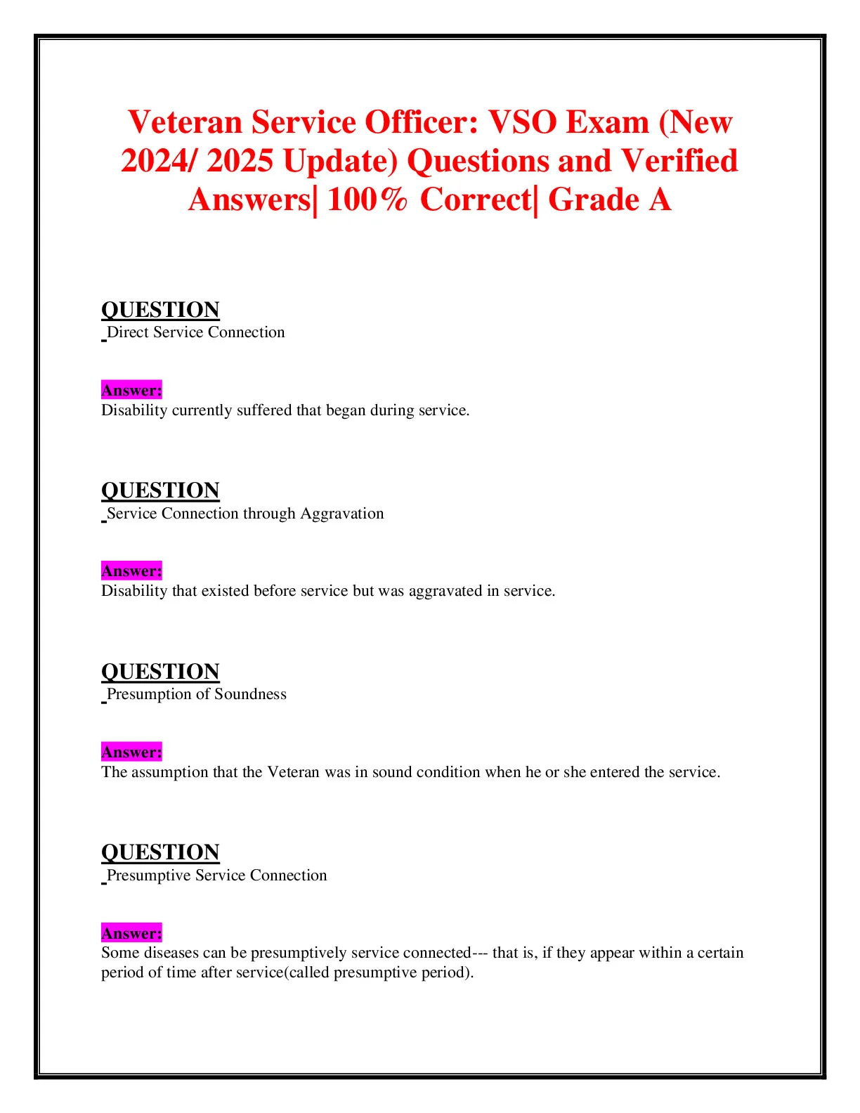 Veteran Service Officer: VSO Exam (New 2024 - DocMerit