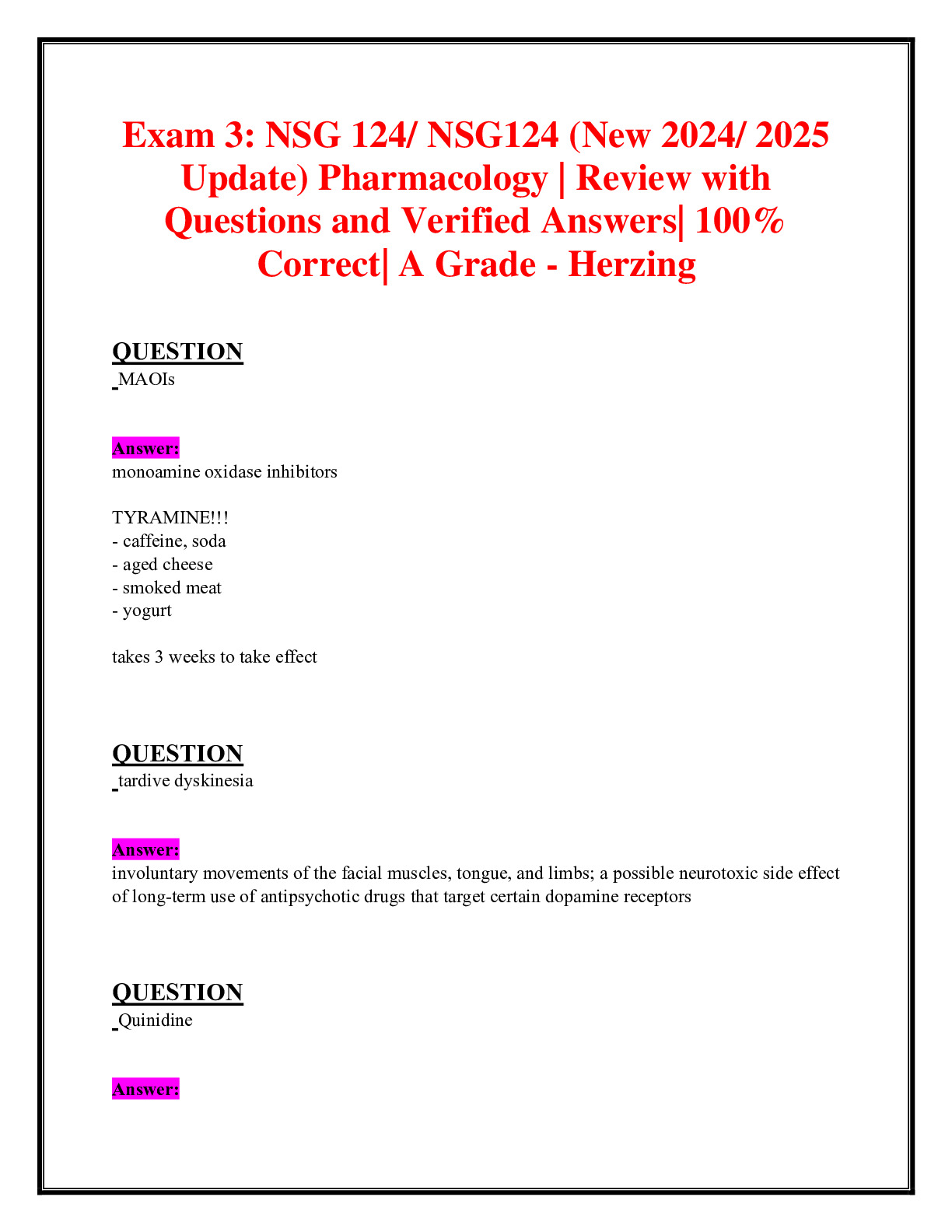 Exams 3: NSG124/ NSG 124 (ALL 2024/ 2025 Updates BUNDLED TOGETHER ...