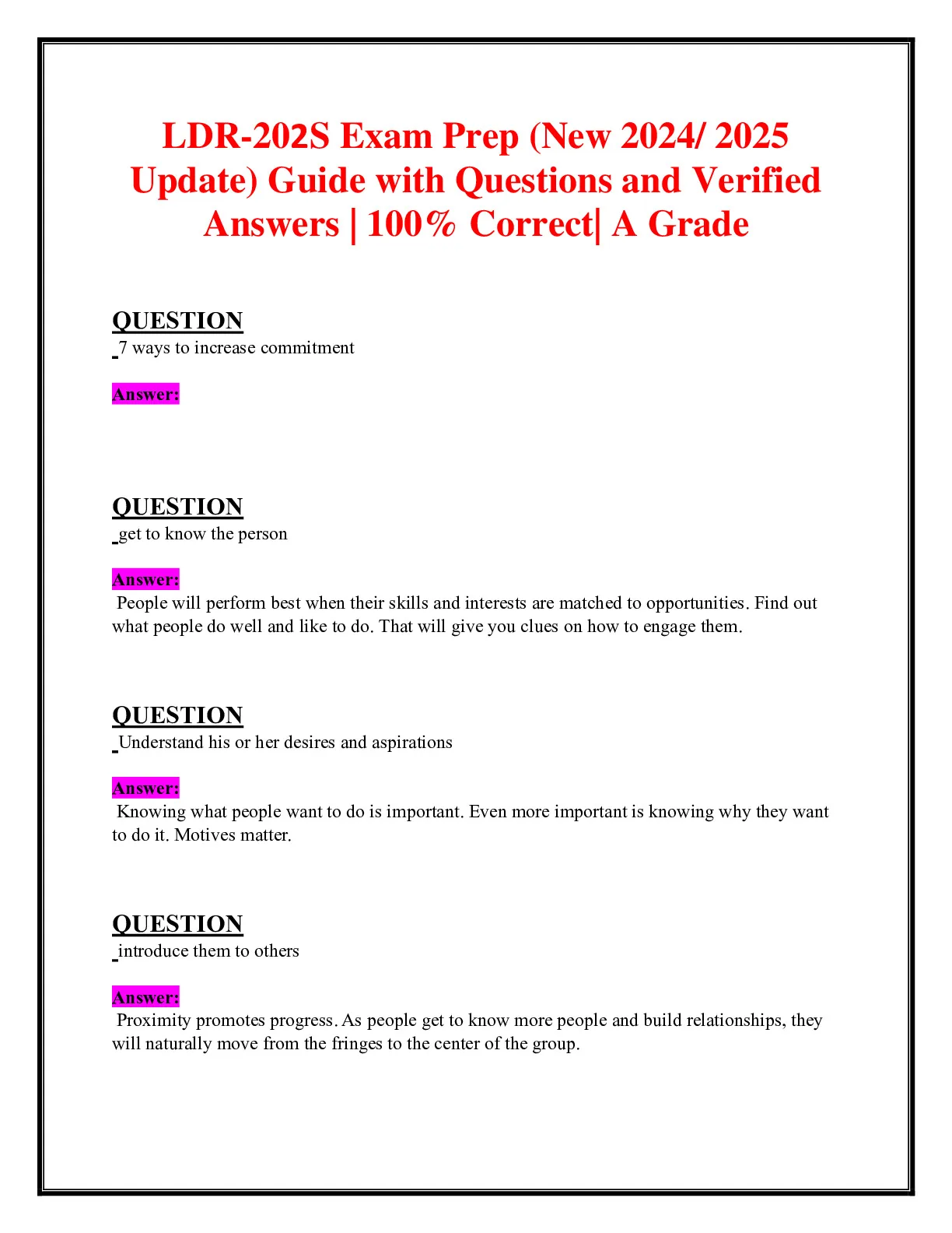 LDR-202S Exam Prep (New 2024/ 2025 Update) Guide with Questions and ...