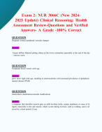 Exam 2: NUR 3066C (New 2024- 2025 Update) Clinical Reasoning: Health ...