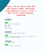 Exam 1: NR 341/ NR341 (NEW 2026/ 2027 Update) Complex Adult Health Guide | Questions & Answers | Grade A| 100% Correct (Verified Solutions) -Chamberlain