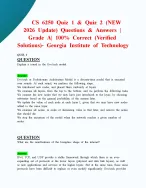 CS 6250 Quiz 1 & Quiz 2 (NEW 2026 Update) Questions & Answers | Grade A| 100% Correct (Verified Solu...