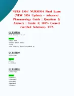 NURS 5334/ NURS5334 Final Exam (NEW 2026 Update) – Advanced Pharmacology Guide | Questions & Answers...