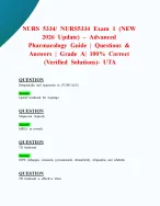 NURS 5334/ NURS5334 Exam 1 (NEW 2026 Update) – Advanced Pharmacology Guide| Questions & Answers | Gr...