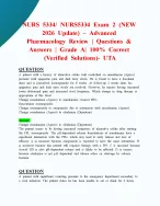 NURS 5334/ NURS5334 Exam 2 (NEW 2026 Update) – Advanced Pharmacology Review| Questions & Answers | G...