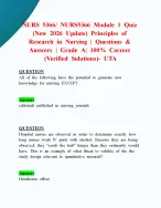 NURS 5366/ NURS5366 Module 1 Quiz (New 2026 Update) Principles of Research in Nursing | Questions &...