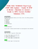 NURS 5433/ NURS5433 Final Exam (NEW 2026 Update) – Family II (FNP 2) Review | Questions & Answers |...