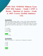 NURS 5432/ NURS5432 Midterm Exam (NEW 2026 Update) – Family I (FNP 1) Review | Questions & Answers |...