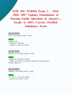 NUR 104/ NUR104 Exam 1 – (New 2026/ 2027 Update) Foundations of Nursing Guide | Questions & Answers | Grade A| 100% Correct (Verified Solutions)- Fortis