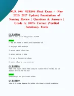 NUR 104/ NUR104 Final Exam – (New 2026/ 2027 Update) Foundations of Nursing Review| Questions & Answers | Grade A| 100% Correct (Verified Solutions)- Fortis
