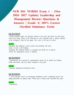 NUR 204/ NUR204 Exam 1 – (New 2026/ 2027 Update) Leadership and Management Review | Questions & Answers | Grade A| 100% Correct (Verified Solutions)- Fortis