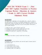 NUR 210/ NUR210 Exam 3 – (New 2026/ 2027 Update) Transition to Practice-Capstone Review| Questions & Answers | Grade A| 100% Correct (Verified Solutions)- Fortis