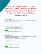 NUR 210/ NUR210 Exam 1 – (New 2026/ 2027 Update) Transition to Practice-Capstone Review| Questions & Answers | Grade A| 100% Correct (Verified Solutions)- Fortis
