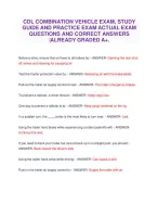 CDL COMBINATION VEHICLE EXAM, STUDY GUIDE AND PRACTICE EXAM ACTUAL EXAM DETAILED QUESTIONS/ANSWERS