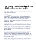 WGU D023 School Financial Leadership (2/2) Questions and Answers 2025