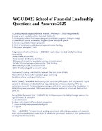 WGU D023 School of Financial Leadership Questions and Answers 2025
