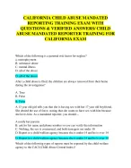 CALIFORNIA CHILD ABUSE MANDATED REPORTING TRAINING EXAM WITH QUESTIONS ...
