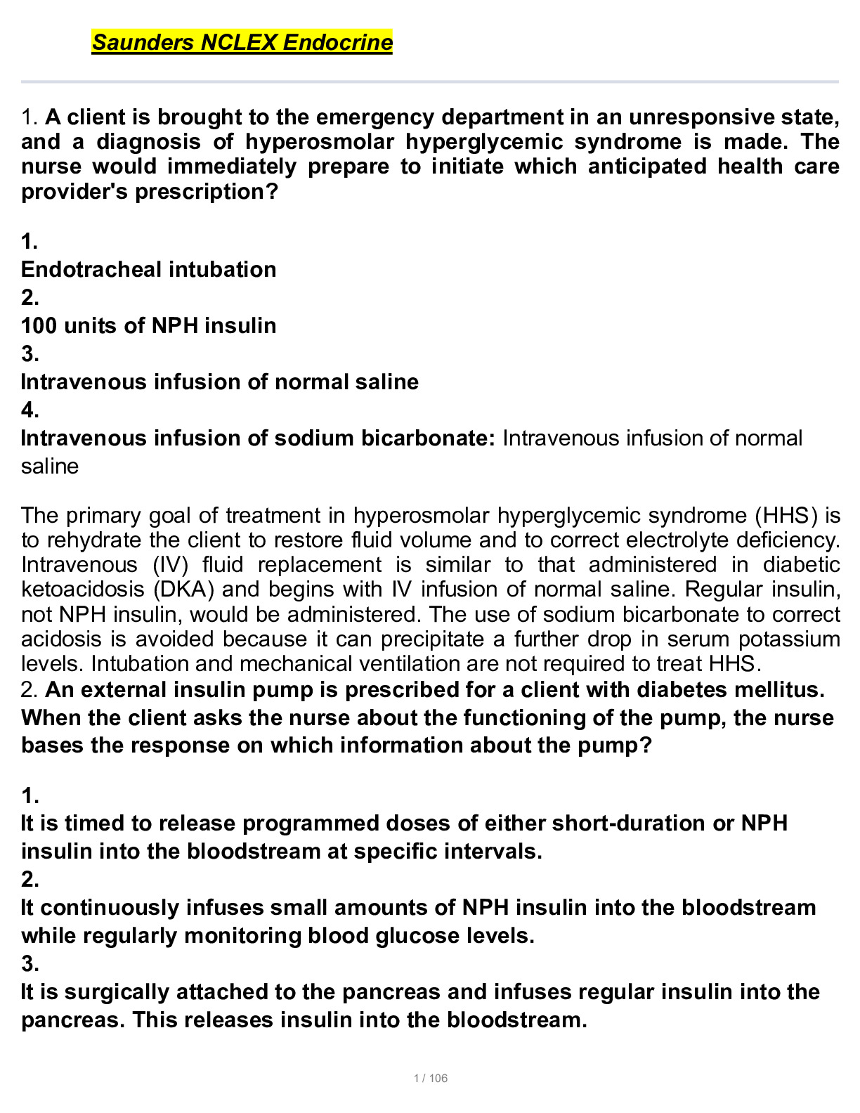 Saunders NCLEX Endocrine. - DocMerit