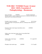 NUR 2063 / NUR2063 Exam 1 (Latest 2024 / 2025): Essentials of Pathophysiology - Rasmussen