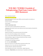 NUR 2063 / NUR2063: Essentials of Pathophysiology Final Exam (Latest 2024 / 2025) Rasmussen