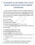 FUNDAMENTALS OF NURSING FINAL EXAM REVIEW 340 QUESTIONS WITH VERIFIED ANSWERS 2025
