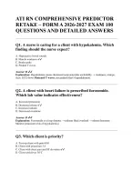 ATI RN COMPREHENSIVE PREDICTOR RETAKE – FORM A 2026-2027 EXAM 100 QUESTIONS AND DETAILED ANSWERS