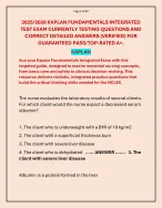 2025/2026 KAPLAN FUNDAMENTALS INTEGRATED TEST EXAM QUESTION AND ANSWER ...