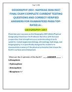 GEOGRAPHY 2051- NAMIKAS 2026/2027  FINAL EXAM QUESTION AND ANSWER