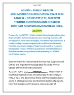 ACVPM – PUBLIC HEALTH ADMINISTRATION/EDUCATION EXAM 2026 QUESTION AND ANSWER