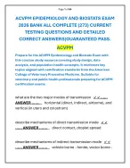 ACVPM EPIDEMIOLOGY AND BIOSTATS EXAM 2026 QUESTION AND ANSWER