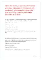 MEDICAL SURGICAL NURSING EXAM 1 PRACTICE QUESTIONS WITH CORRECT ANSWERS ...