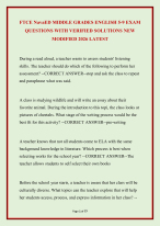 FTCE NavaED MIDDLE GRADES ENGLISH 5-9 EXAM  QUESTIONS WITH VERIFIED SOLUTIONS NEW  MODIFIED 2026