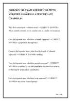 BIOLOGY 180 Exam 3 Study Guide: Phylogenetics, Evolution & Ecology – Verified Answers