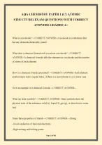 AQA CHEMISTRY PAPER 1 (C1 ATOMIC  STRUCTURE) EXAM QUESTIONS WITH CORRECT  ANSWERS GRADED A+