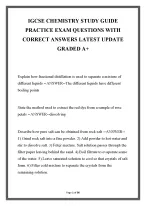 IGCSE CHEMISTRY STUDY GUIDE  PRACTICE EXAM QUESTIONS WITH  CORRECT ANSWERS LATEST UPDATE  GRADED A+