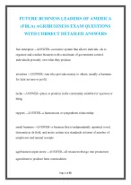 FUTURE BUSINESS LEADERS OF AMERICA  (FBLA) AGRIBUSINESS EXAM QUESTIONS WITH CORRECT DETAILED ANSWER