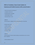 HESI A2 Vocabulary Exam (Latest Update 2024) 50 Questions and Verified Answers|100% correct| Grade