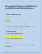 HESI A2 Physics Exam (Latest Update) 25 Questions and Verified Answers| 100% correct| Grade A